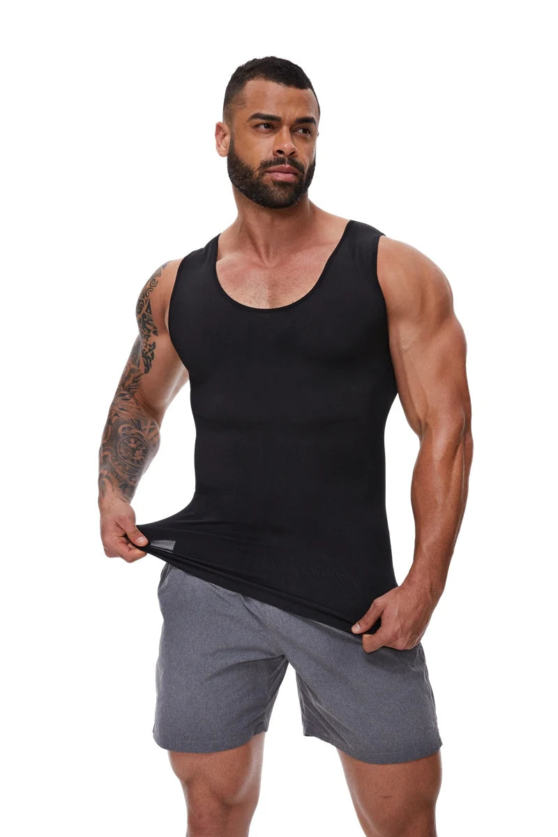Men's Compression Shirt – Tummy Control Shapewear Slimming Vest for Waist & Abdomen Support