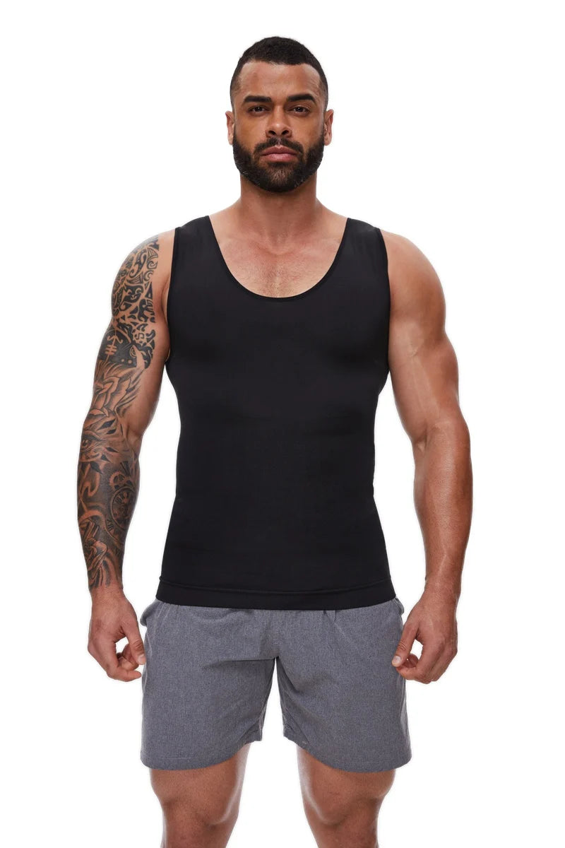 Men's Compression Shirt – Tummy Control Shapewear Slimming Vest for Waist & Abdomen Support