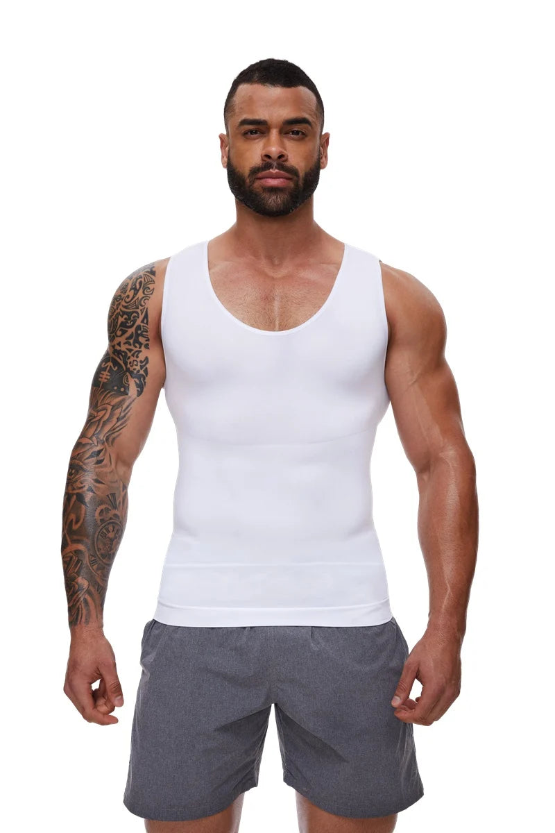 Men's Compression Shirt – Tummy Control Shapewear Slimming Vest for Waist & Abdomen Support