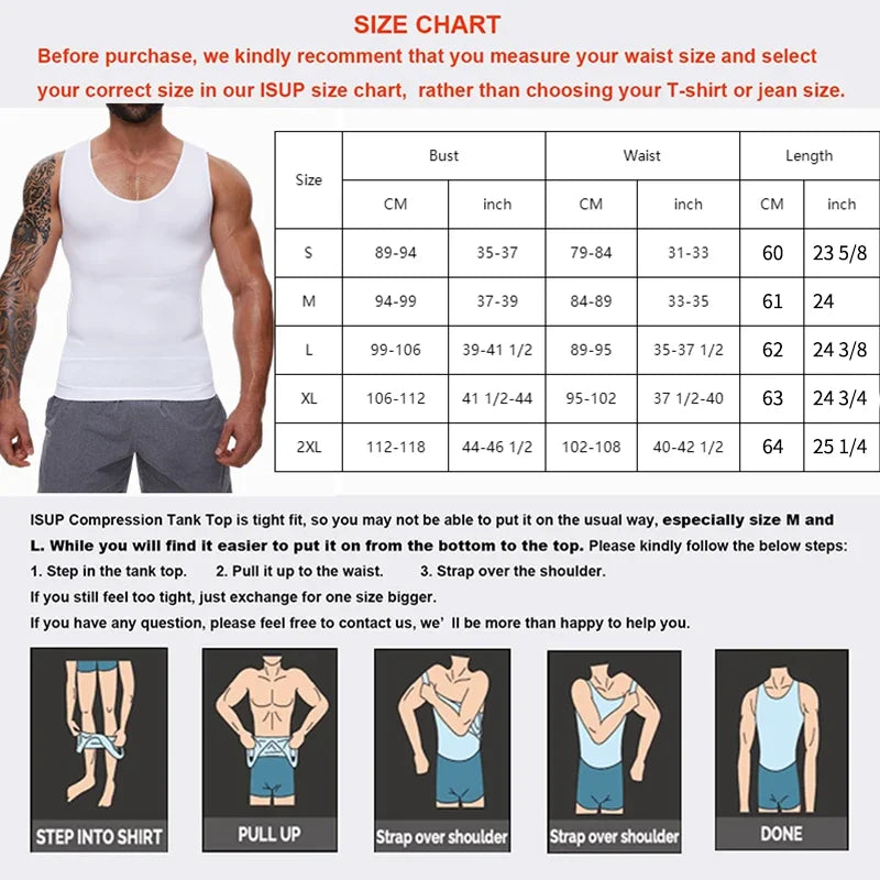 Men's Compression Shirt – Tummy Control Shapewear Slimming Vest for Waist & Abdomen Support