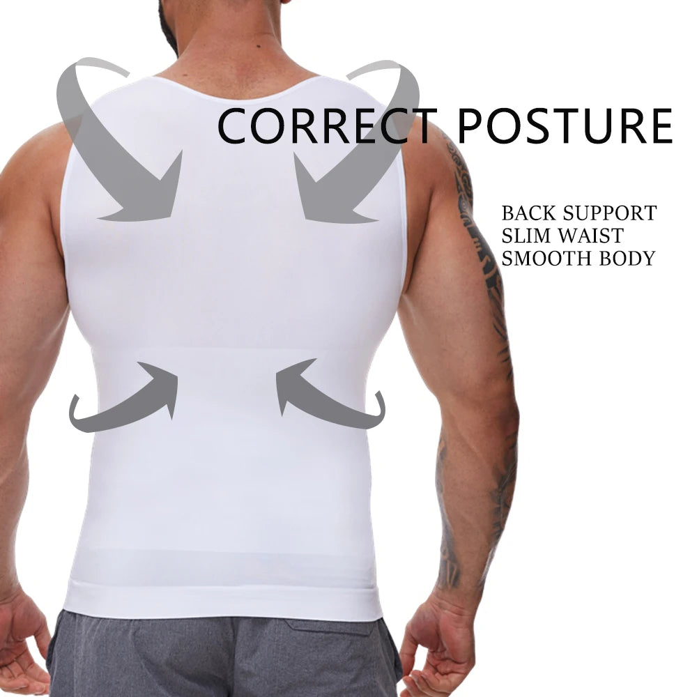 Men's Compression Shirt – Tummy Control Shapewear Slimming Vest for Waist & Abdomen Support