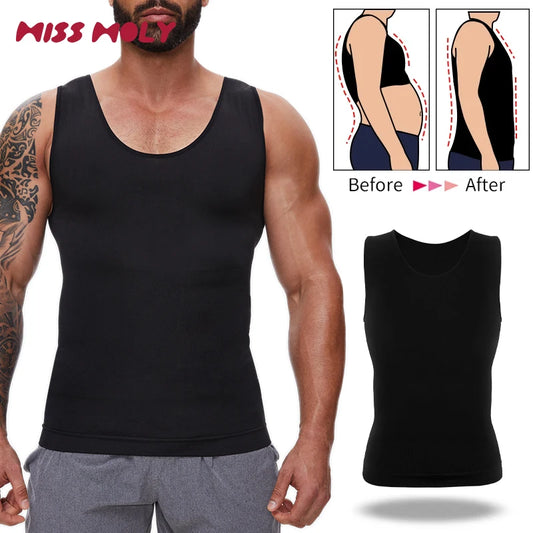 Men's Compression Shirt – Tummy Control Shapewear Slimming Vest for Waist & Abdomen Support